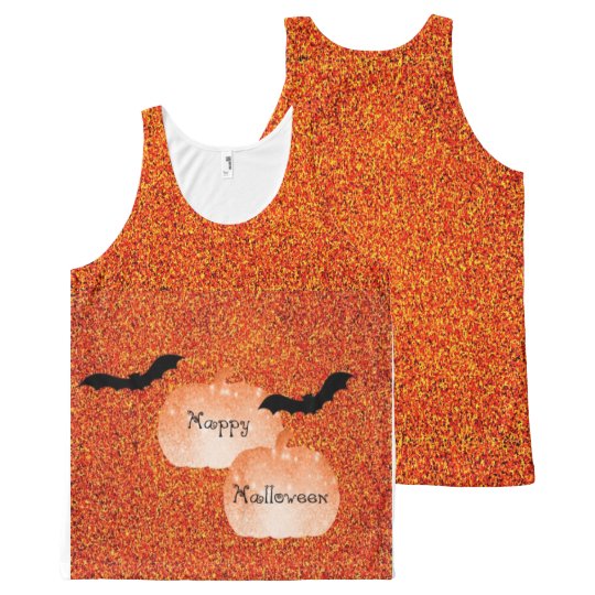 happy halloween pumpkin all over print tank