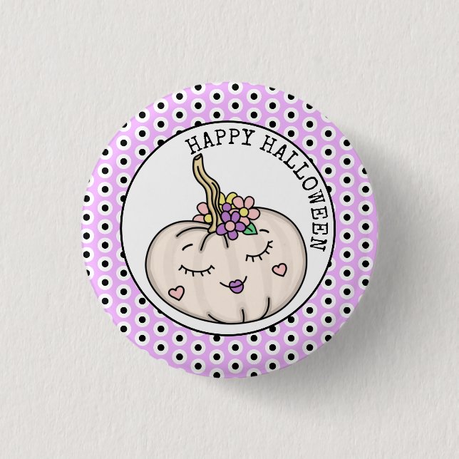 Happy Halloween | Pumpkin and Polka Dots   1 Inch Round Button (Front)