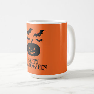 Happy Halloween Pumpkin Bat Minimal Coffee Mug