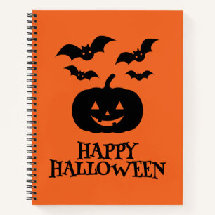 Happy Halloween Pumpkin Bat Minimal Notebook