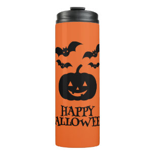 Happy Halloween Pumpkin Bat Minimal Thermal Tumbler