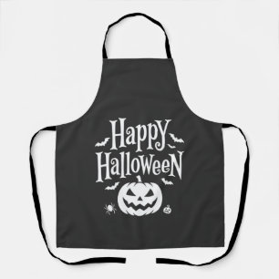 Happy Halloween Pumpkin Bat Spider Design Apron