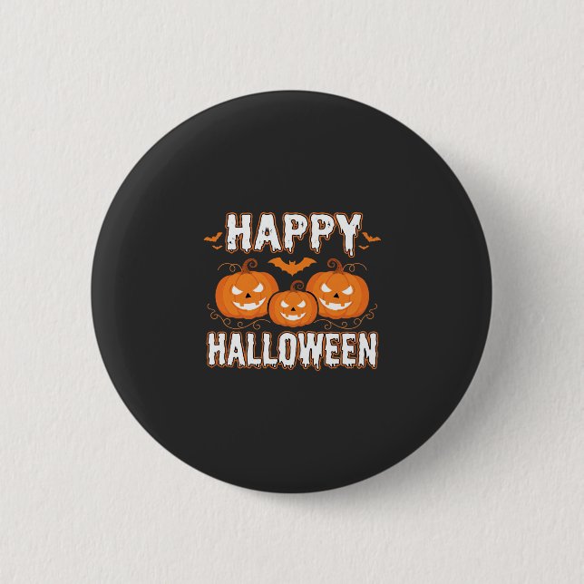 Happy Halloween Pumpkin Bat Vector 2 Inch Round Button (Front)
