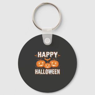 Happy Halloween Pumpkin Bat Vector Keychain