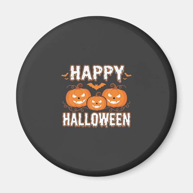 Happy Halloween Pumpkin Bat Vector Magnet (Front)