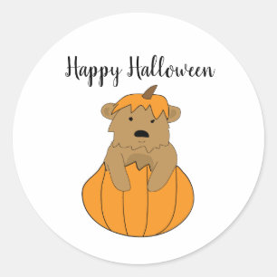 Happy Halloween Pumpkin Bear Stickers