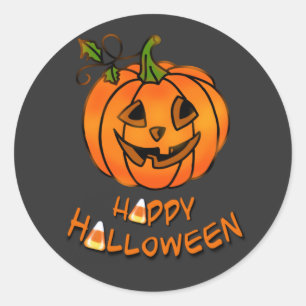 Happy Halloween pumpkin candy corn Classic Round Sticker