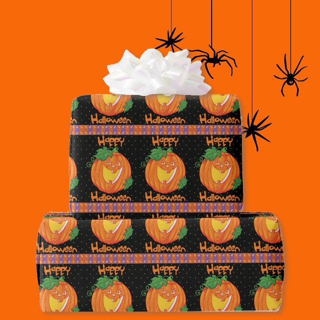Happy Halloween Pumpkin Candy Corn Jack O Lantern Wrapping Paper (Creator Uploaded)