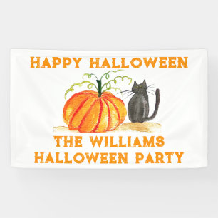 Happy Halloween Pumpkin Cat kids Banner