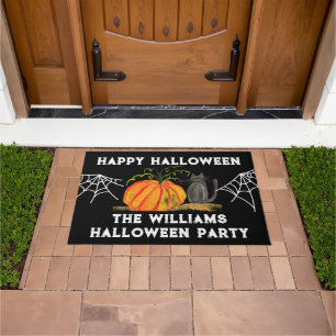 Happy Halloween Pumpkin Cat kids Doormat