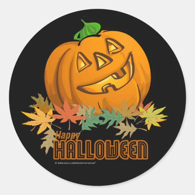 Happy Halloween Pumpkin Classic Round Sticker (Front)