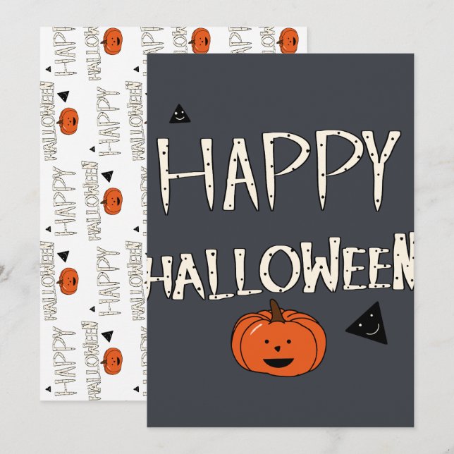 Happy Halloween Pumpkin Design Invitation (Front/Back)
