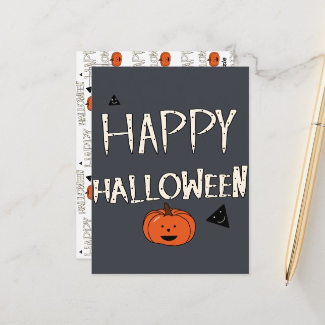 Happy Halloween Pumpkin Design Postcard (Front/Back In Situ)