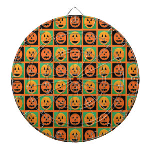 Happy Halloween pumpkin faces Dartboard