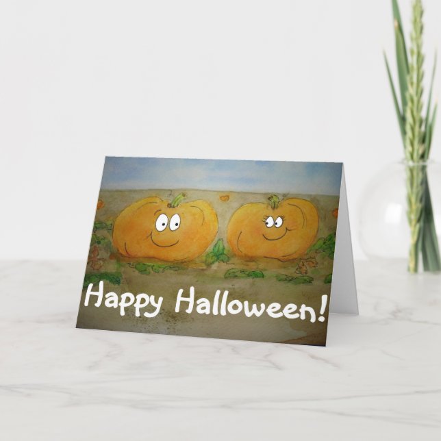 Happy Halloween Pumpkin Friend Couple Cute Card (Front)