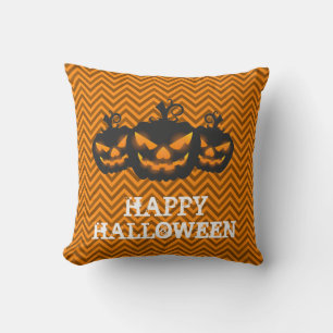 Happy Halloween Pumpkin Ghost Throw Pillow