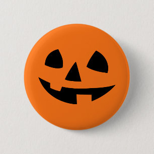 Happy Halloween pumpkin isolated funny smile icon 2 Inch Round Button