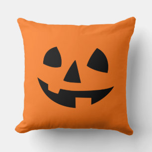 Happy Halloween pumpkin isolated funny smile icon Throw Pillow