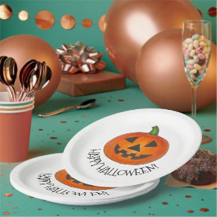 Happy Halloween Pumpkin Jack o' Lantern Party Paper Plate