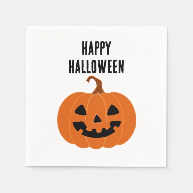Happy Halloween Pumpkin Jackolantern Napkin (Front)