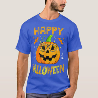 Happy Halloween Pumpkin Leopard Sunglasses Funny H T-Shirt