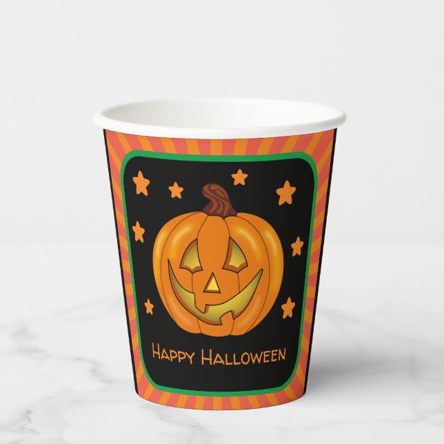 Happy Halloween Pumpkin Paper Cups (Front)