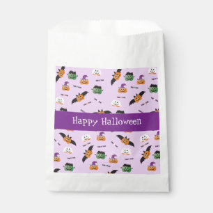 Happy Halloween Pumpkin Pattern Purple Napkins Favour Bag