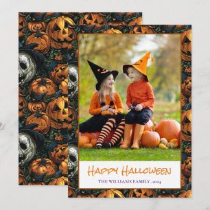 Happy Halloween Pumpkin Photo Holiday Card