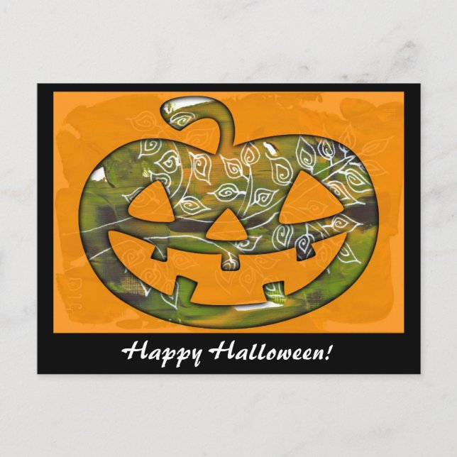 Happy Halloween pumpkin - postcard invitation (Front)