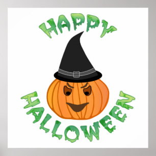 "HAPPY HALLOWEEN" PUMPKIN POSTER
