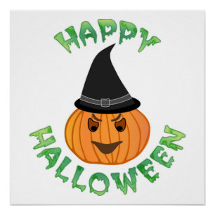 "HAPPY HALLOWEEN" PUMPKIN POSTER