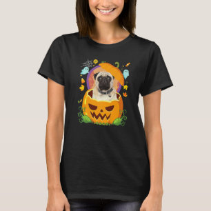 Happy Halloween Pumpkin Pug Dog Witch Cute Hat Ho T-Shirt