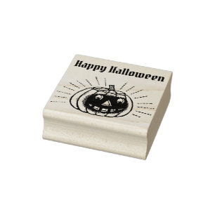 Happy Halloween Pumpkin Rubber Stamp
