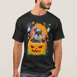 Happy Halloween Pumpkin Schnauzer Dog Witch Cute H T-Shirt