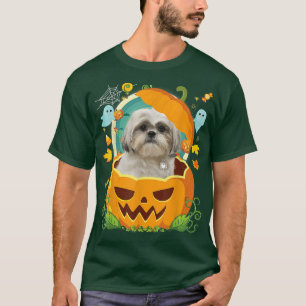 Happy Halloween Pumpkin Shih Tzu Dog Witch Cute Ha T-Shirt