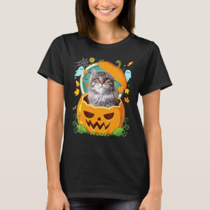 Happy Halloween Pumpkin Siberian Cat Witch Cute Ha T-Shirt