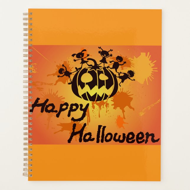 Happy Halloween Pumpkin Silhouette Illustration Planner (Front)