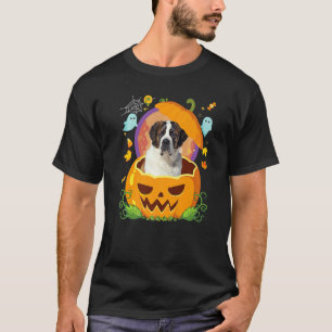 Happy Halloween Pumpkin St Bernard Dog Witch Cute T-Shirt