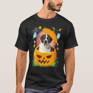 Happy Halloween Pumpkin St Bernard Dog Witch Cute T-Shirt