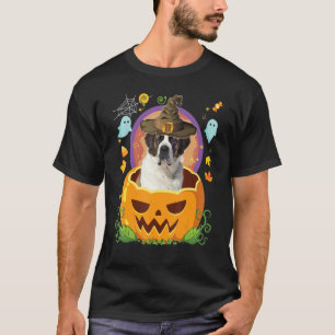 Happy Halloween Pumpkin St Bernard Dog Witch Cute T-Shirt