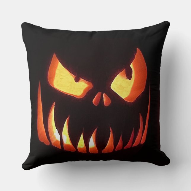 Happy Halloween Pumpkin Throw Pillow (Back)