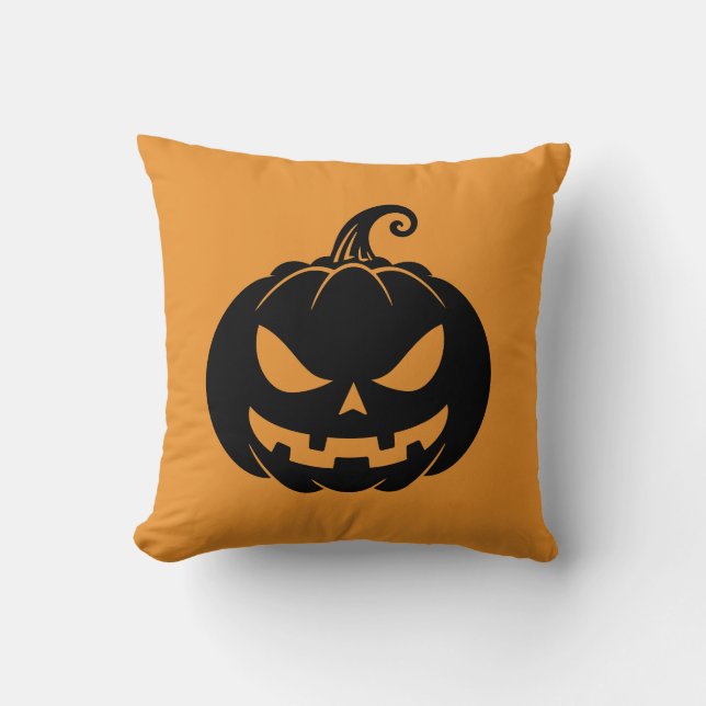Happy Halloween Pumpkin Throw Pillow (Front)