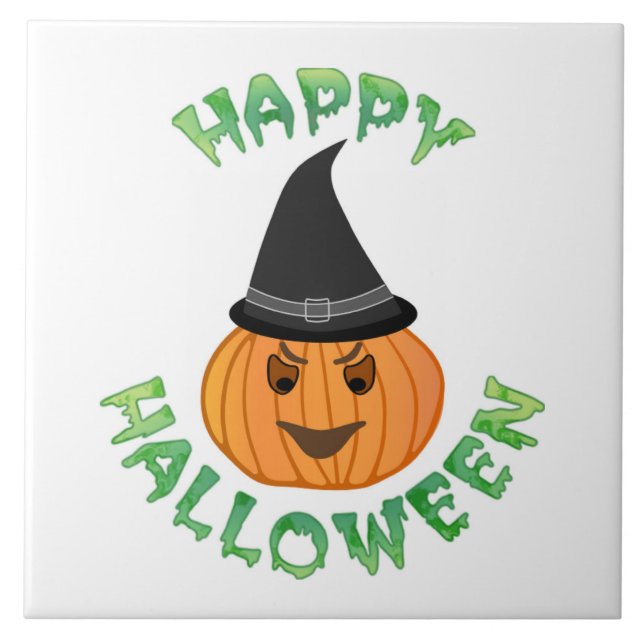 "HAPPY HALLOWEEN" PUMPKIN TILE (Front)