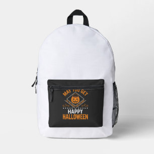 Happy Halloween Pumpkin Treats Vector Design Printed Backpack