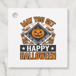 Happy Halloween Pumpkin Treats Vintage Favour Tags