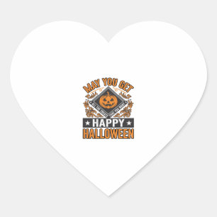 Happy Halloween Pumpkin Treats Vintage Heart Sticker