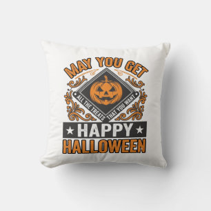 Happy Halloween Pumpkin Treats Vintage Throw Pillow