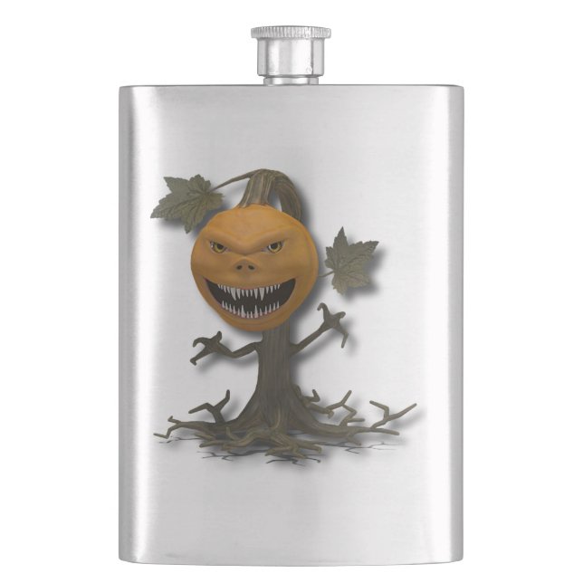Happy Halloween Pumpkin Tree Hip Flask (Front)