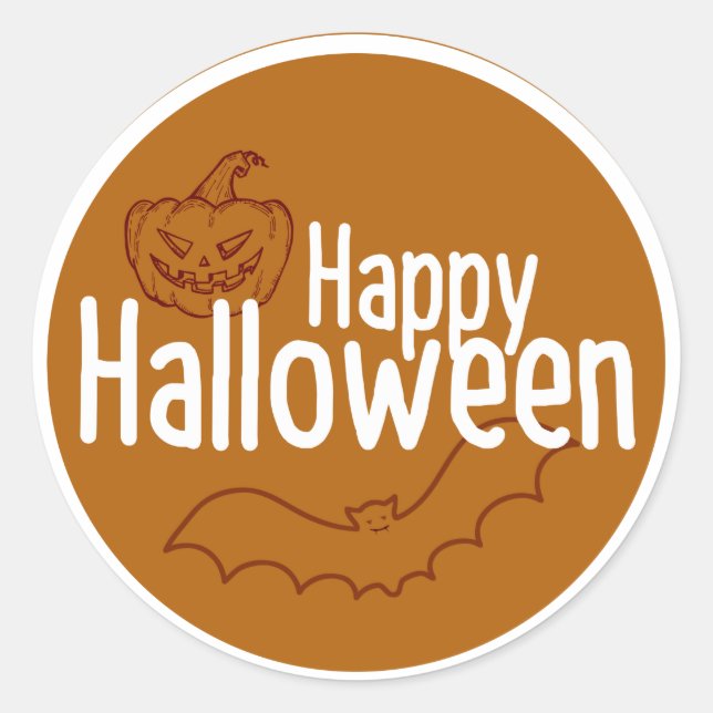 Happy Halloween Pumpkin Trick or Treat Classic Round Sticker (Front)