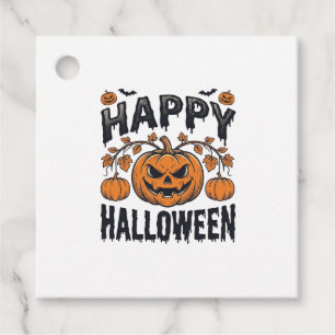 Happy Halloween Pumpkin Vintage Engraving Design_1 Favour Tags